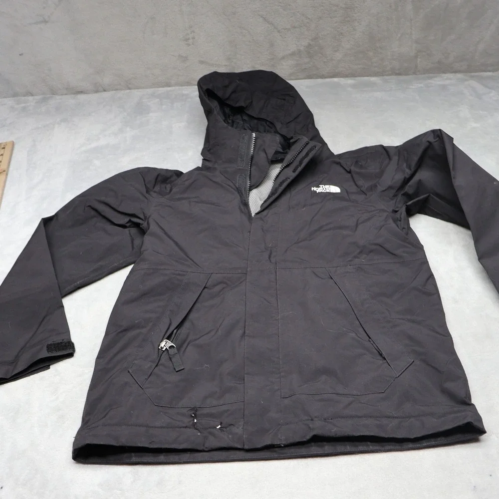 North Face Jacket Boy Medium 10/12 Black Vortex Triclimate Waterproof 3in1 Shell